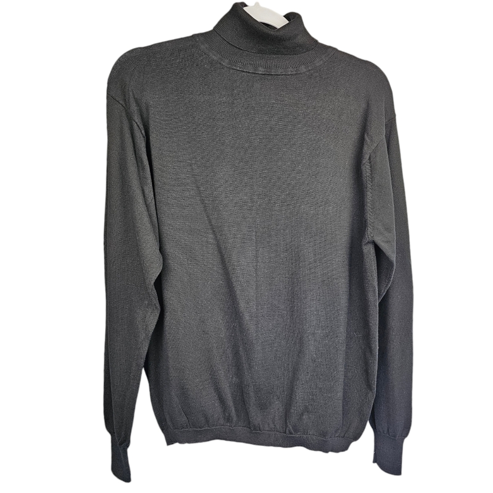 CUMRAN Women's Black Woven Silk Blend Turtleneck Size M